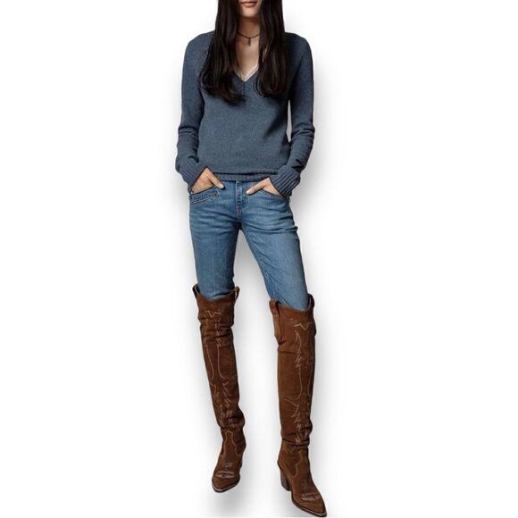 Zadig & Voltaire Women’s Sourca Rc Cashmere Sweater in the Size Large in Denim - Picture 2 of 11
